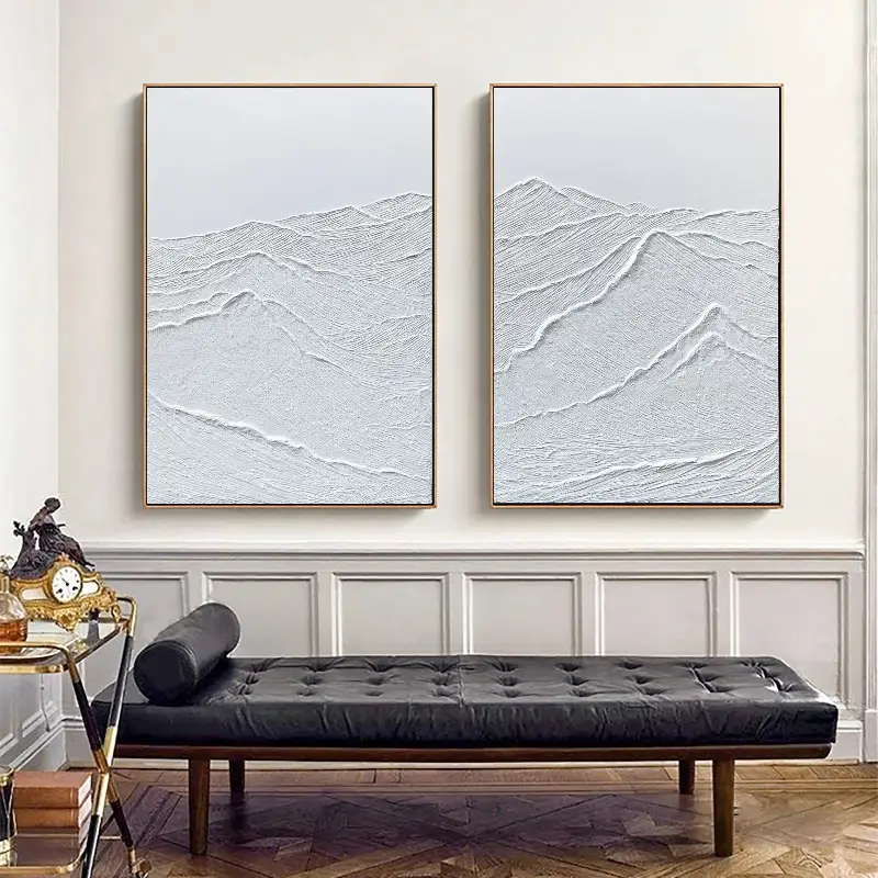 White Minimalist Textured Wall Art Set of 2 #MT042