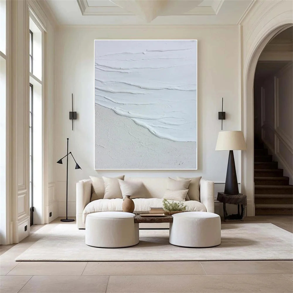 White Minimalist Textured Wall Art #MT116