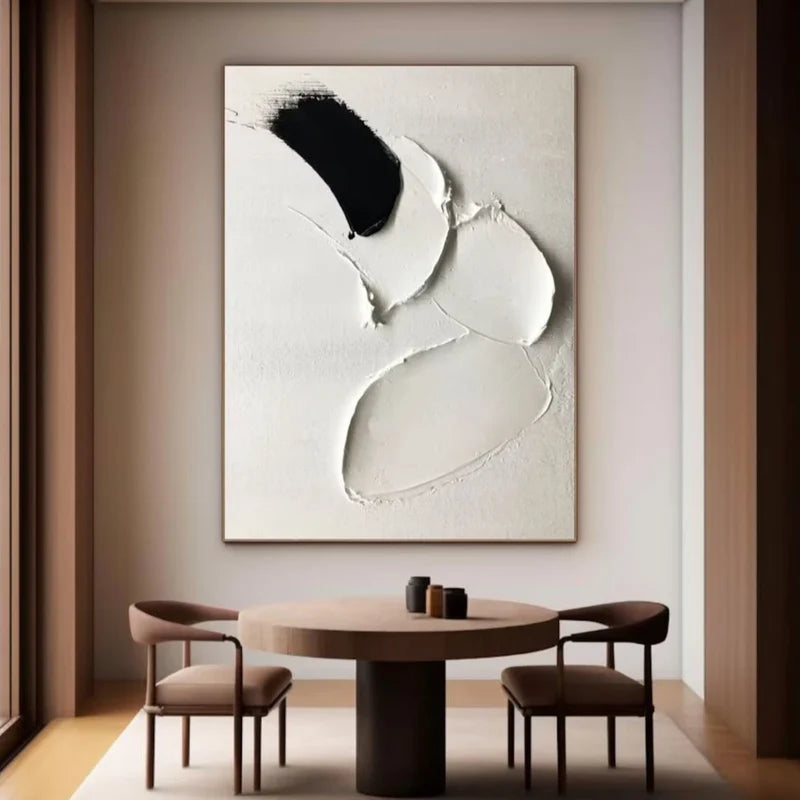 Black and White Minimalist Textured Wall Art #MT002