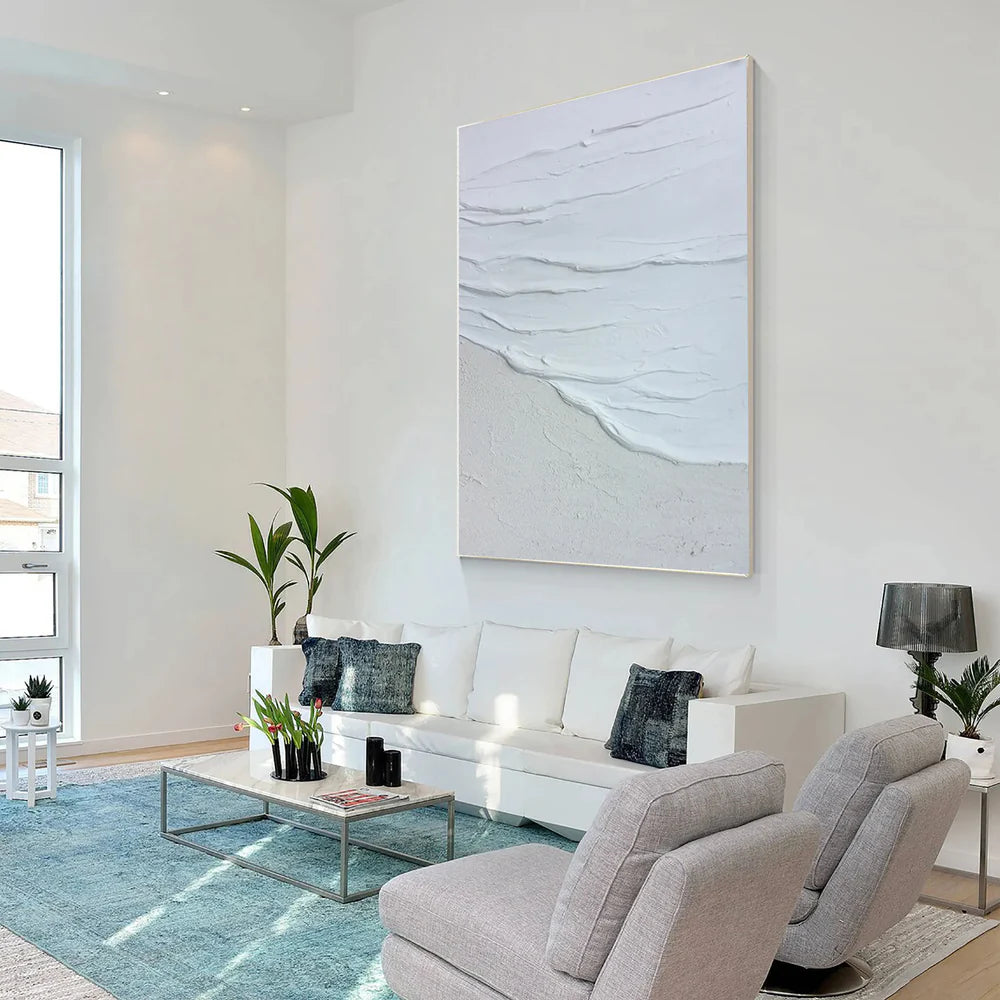 White Minimalist Textured Wall Art #MT116