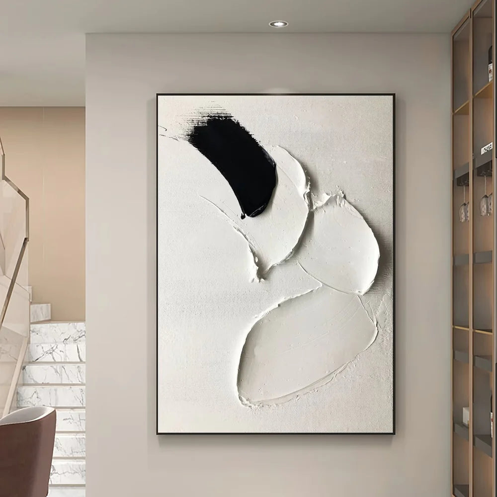 Black and White Minimalist Textured Wall Art #MT002