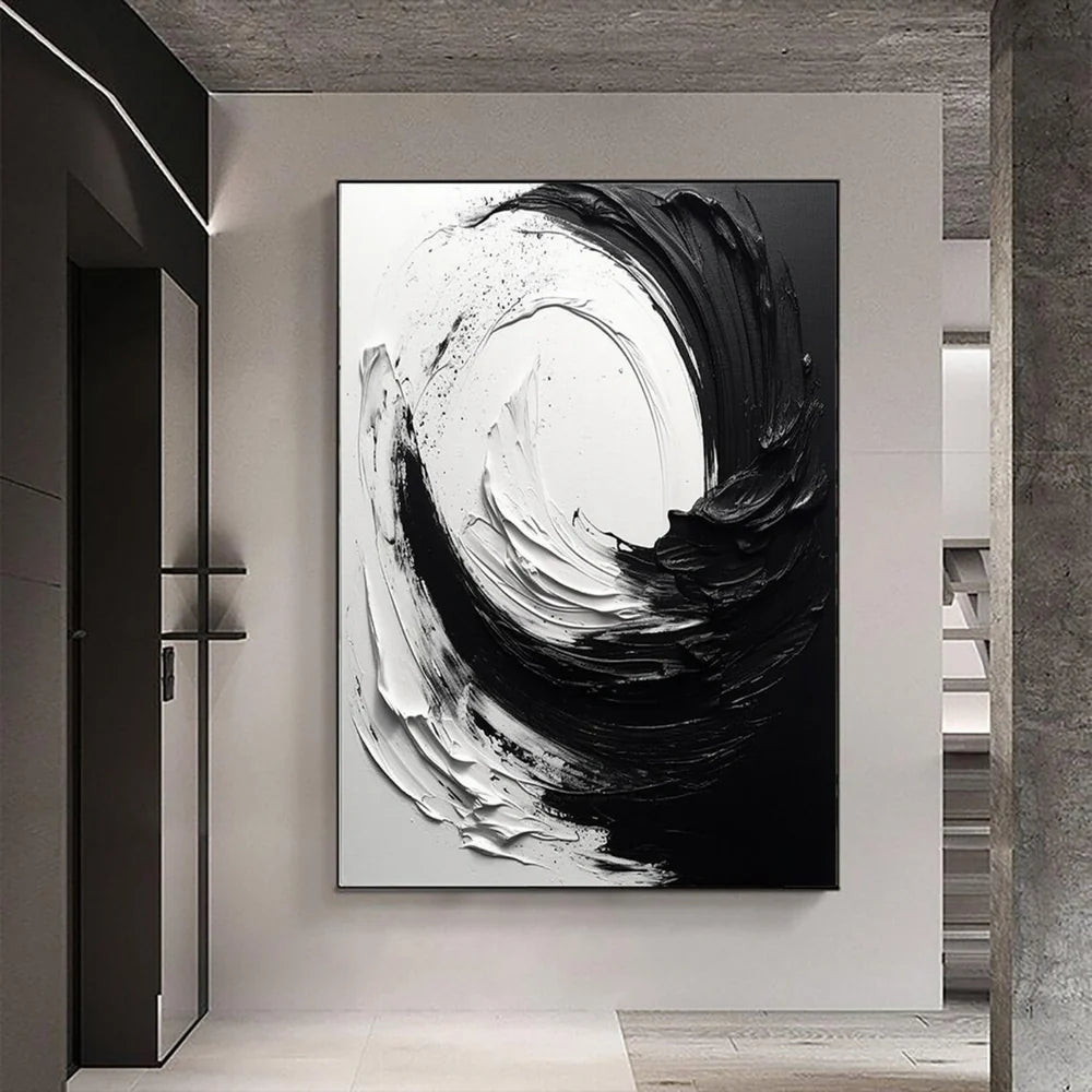 Black and White Minimalist Textured Wall Art #MT017