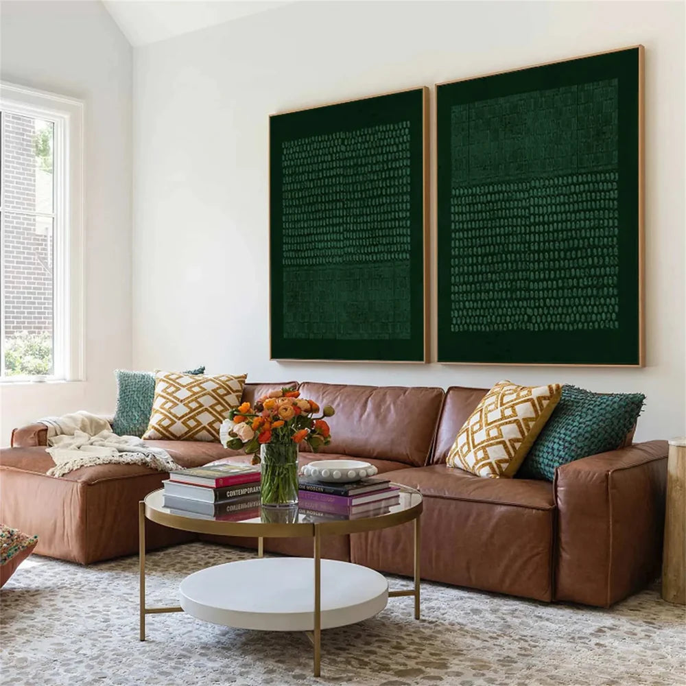 Green Minimalist Textured Wall Art Set of 2 #MT022