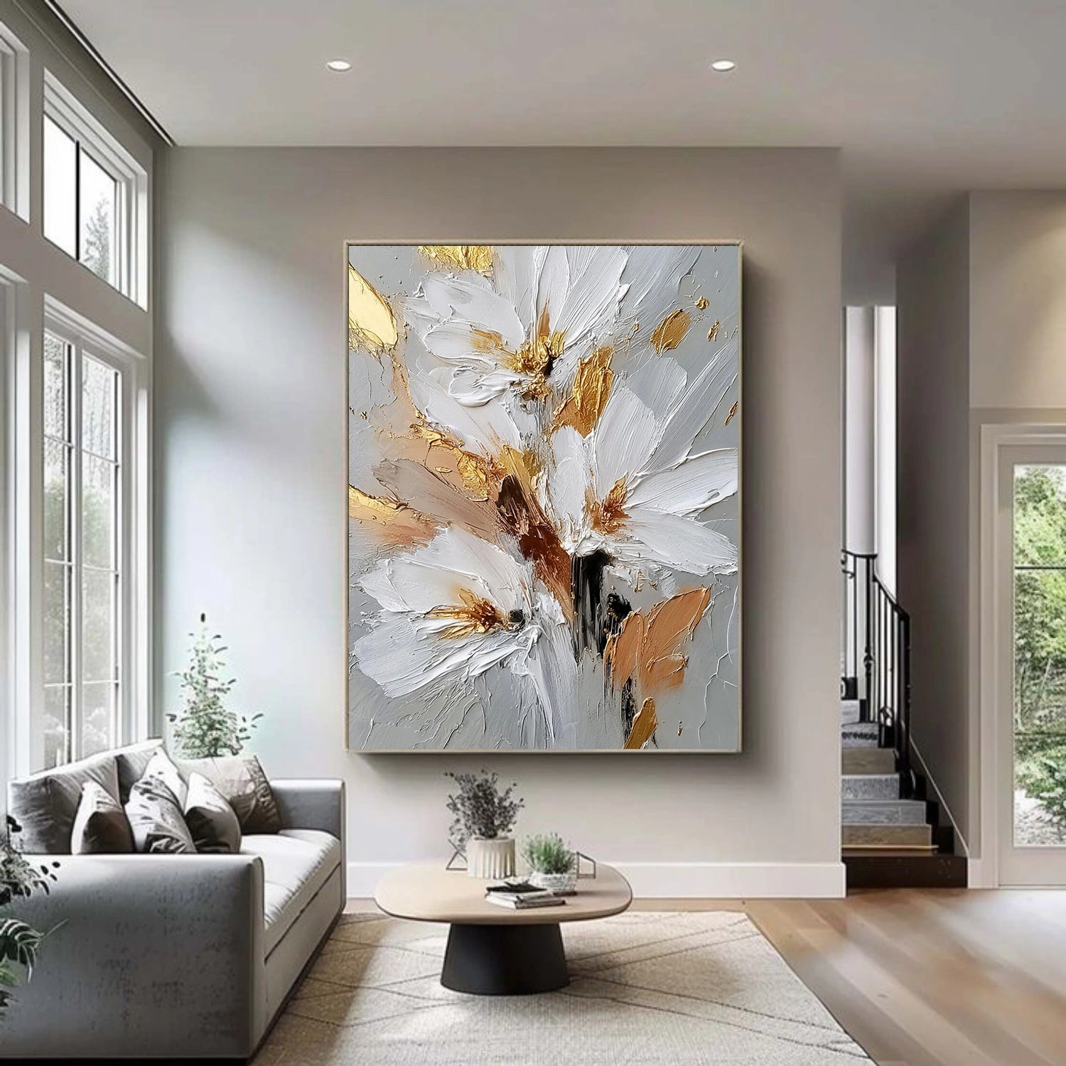 Flower & Tree Textured Abstract Wall Art #SF051
