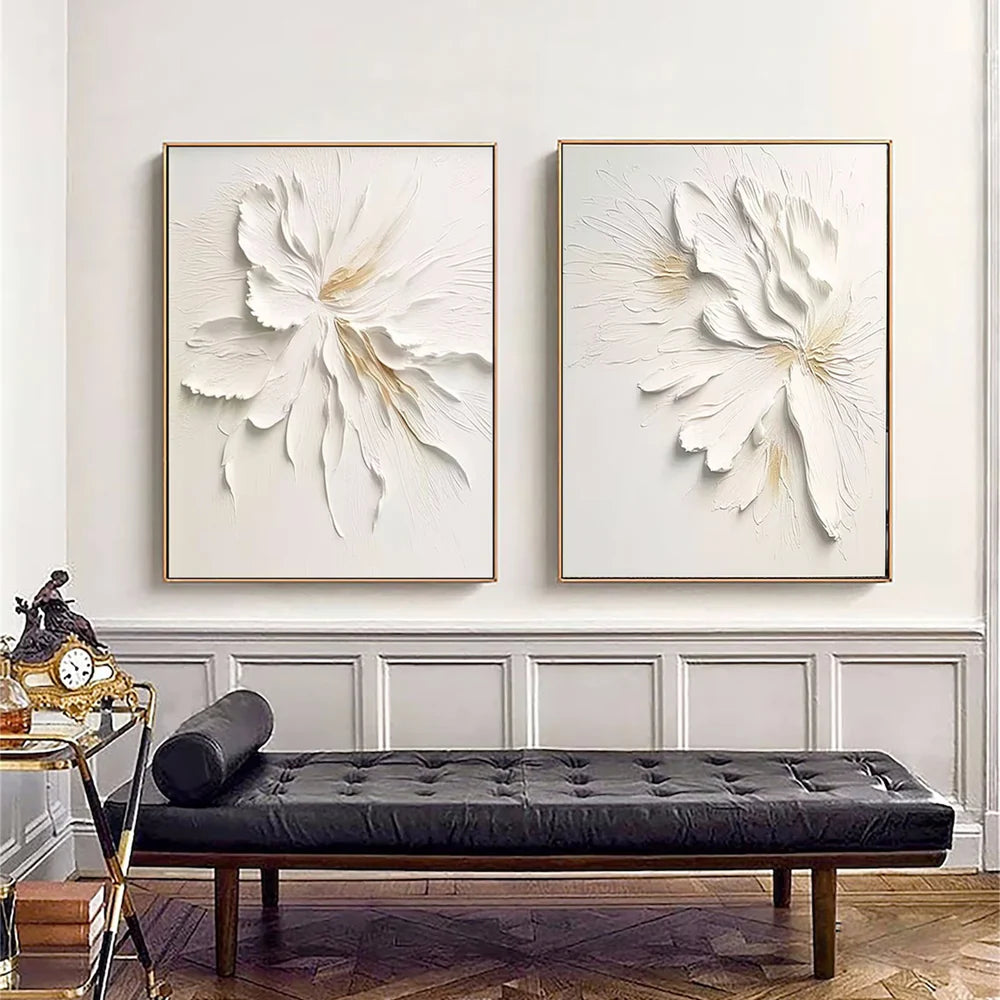 Flower & Tree Textured Abstract Wall Art Set of 2 #SF013
