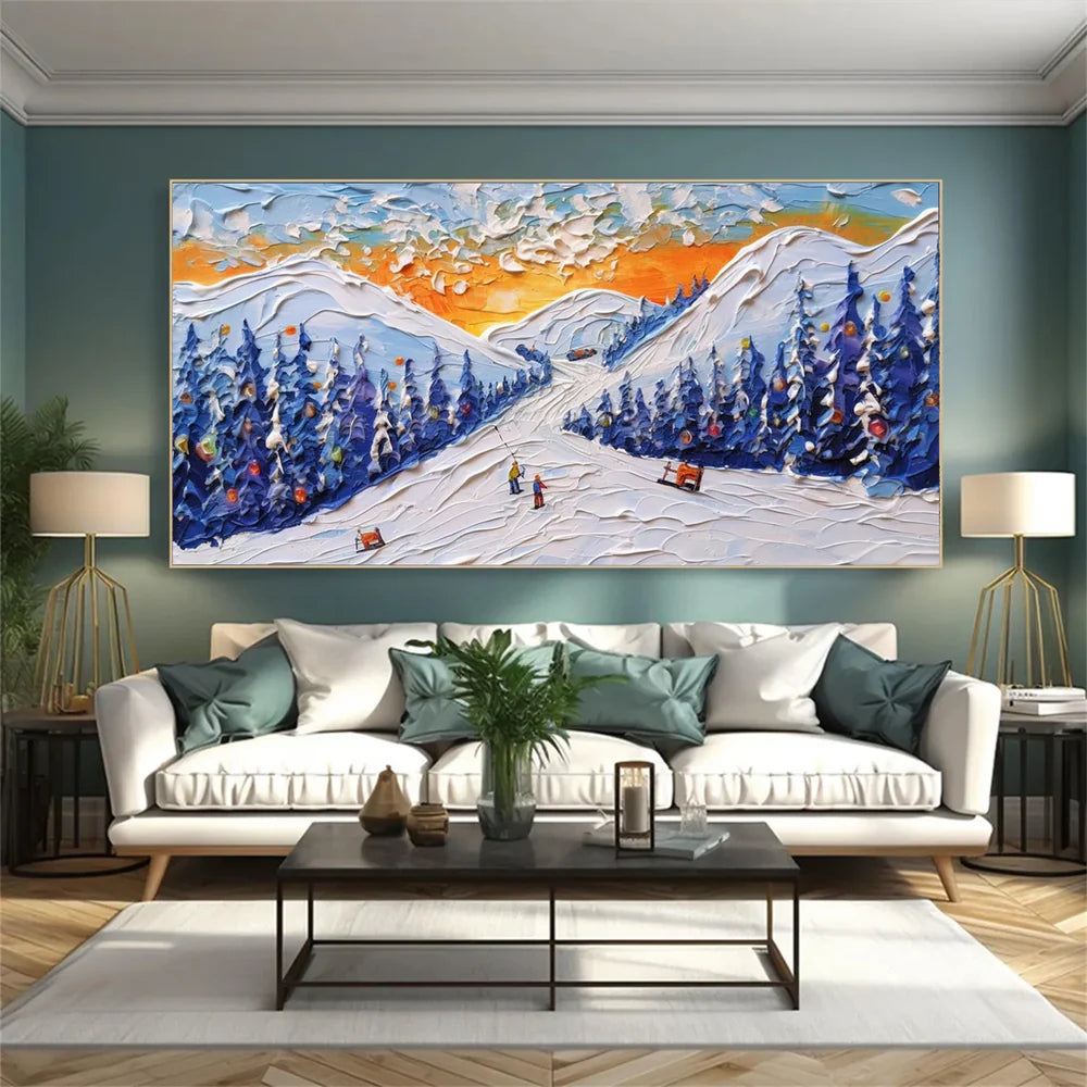 Skiing Sport Art Textured Canvas #PT037