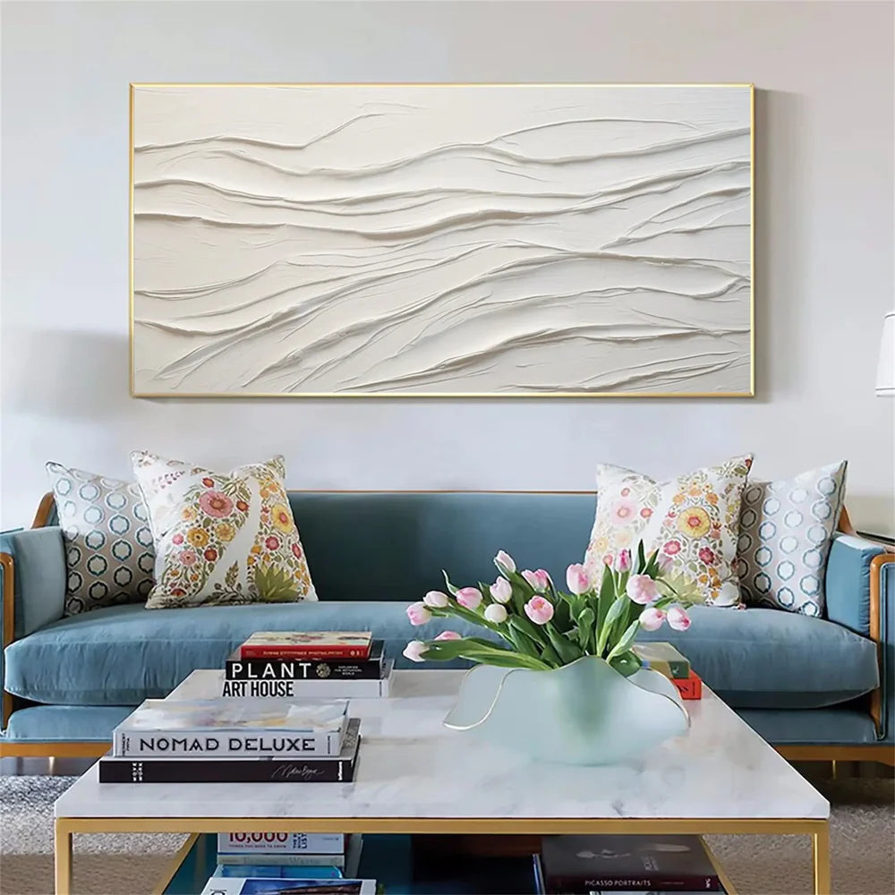 White Minimalist Textured Wall Art #MT093