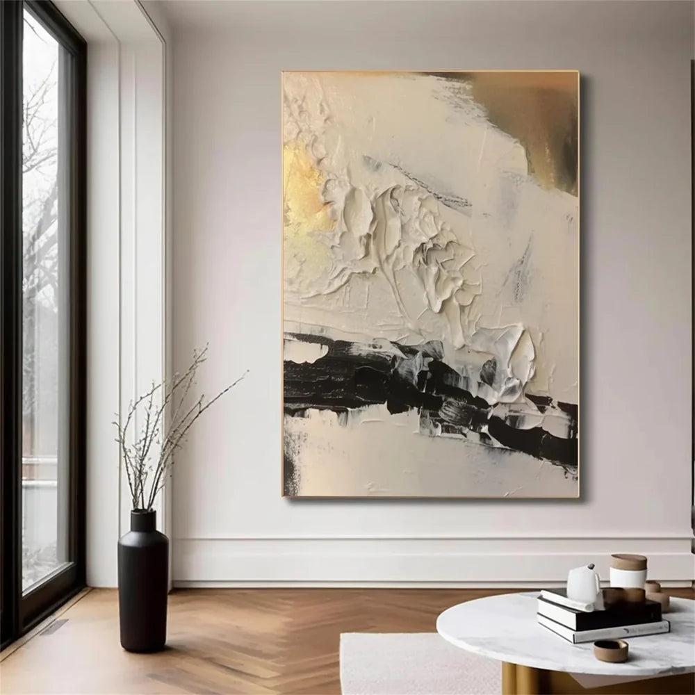 Black and White Minimalist Textured Wall Art #MT110