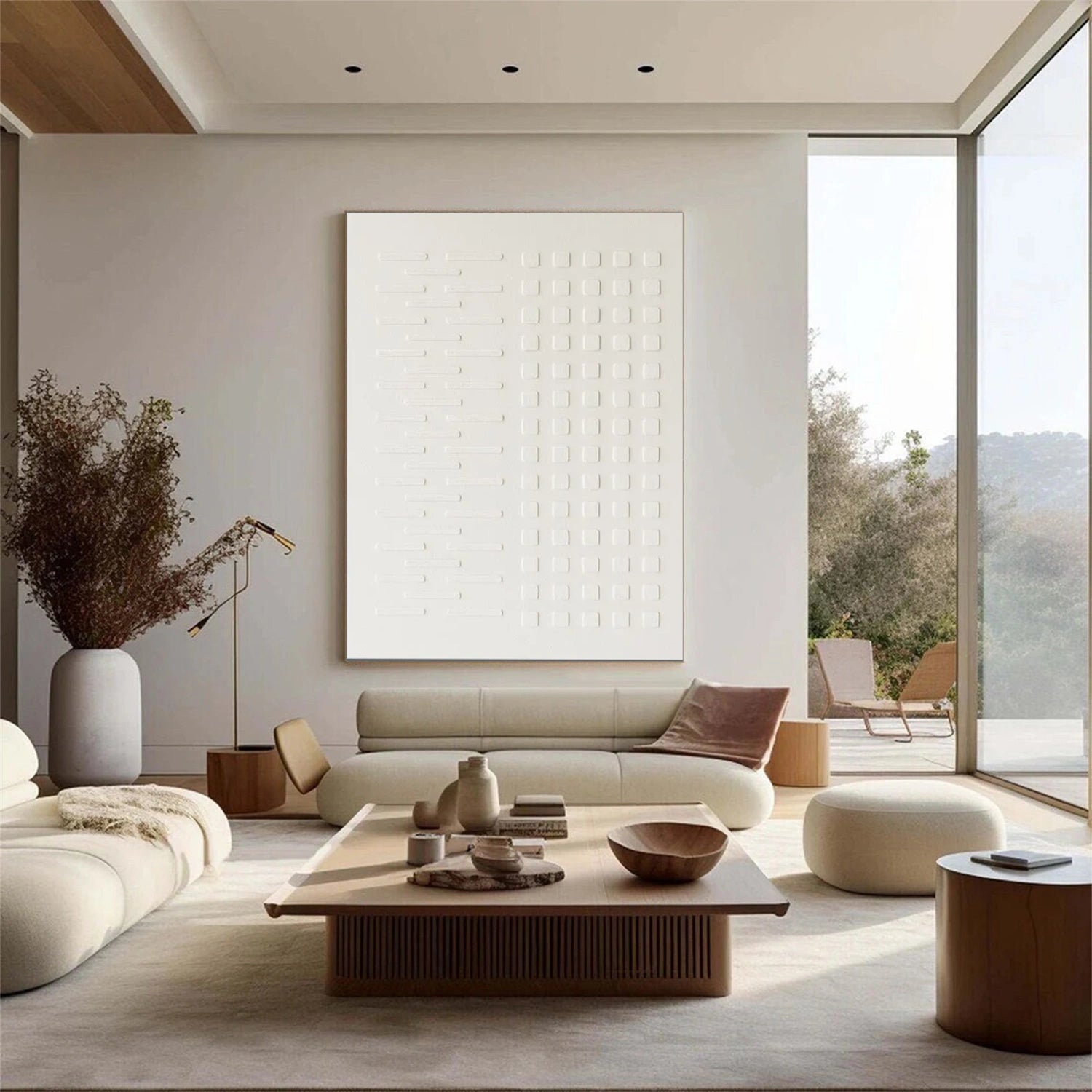 White Minimalist Textured Wall Art #MT140