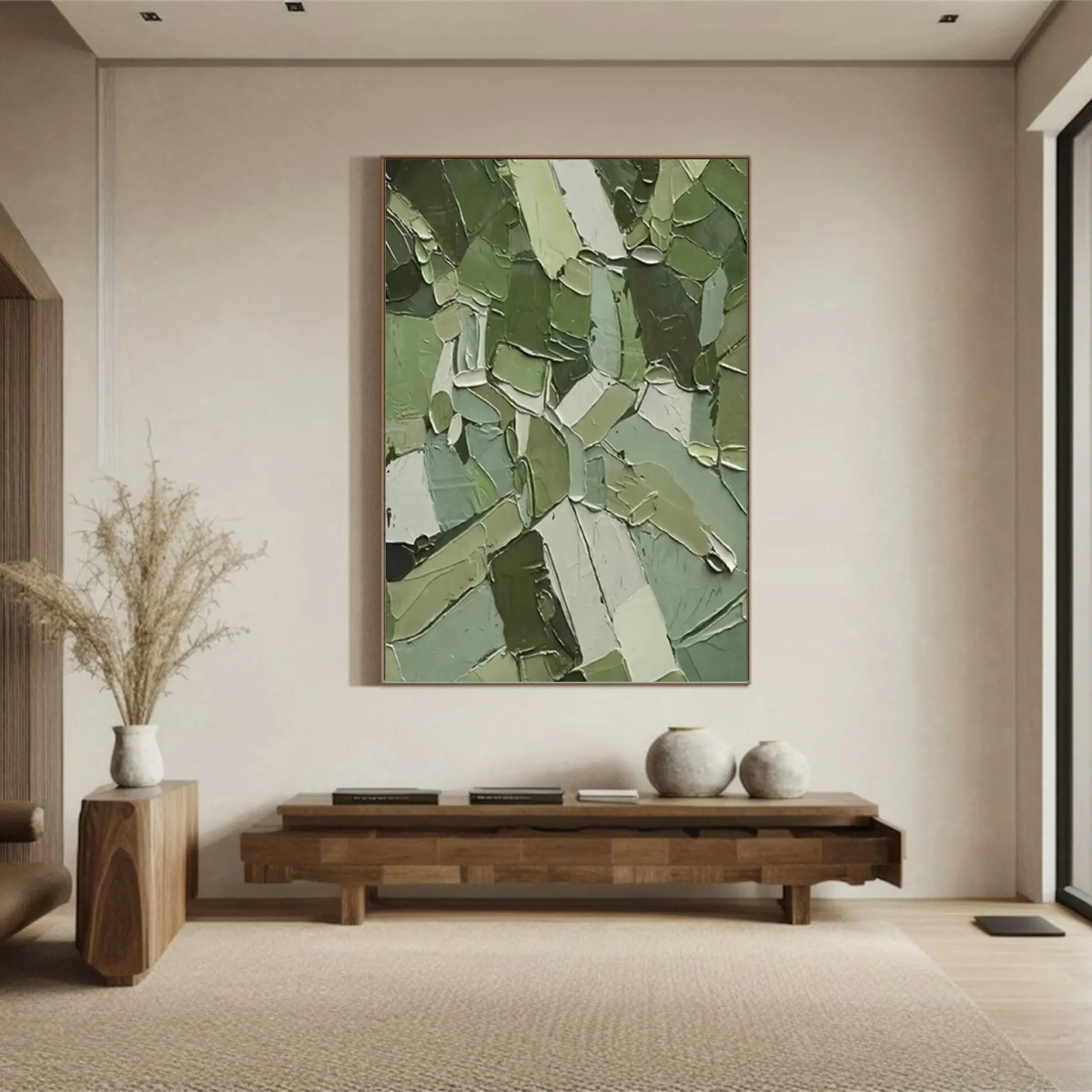 Green Abstract Textured Wall Art #AT034