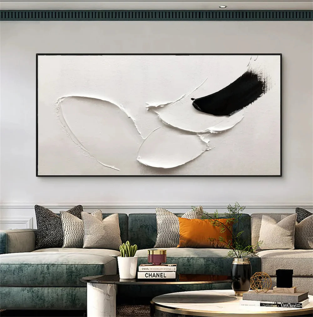 Black and White Minimalist Textured Wall Art #MT115