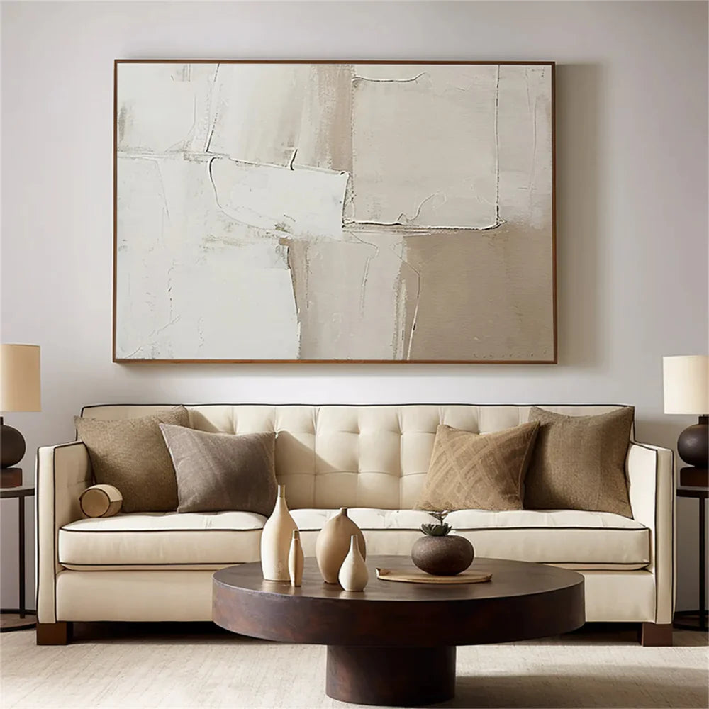 Beige and Brown Abstract Wall Art #AT010