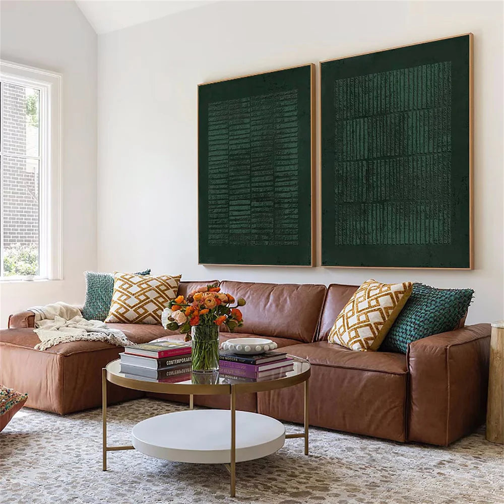 Green Minimalist Textured Wall Art Set of 2 #MT040