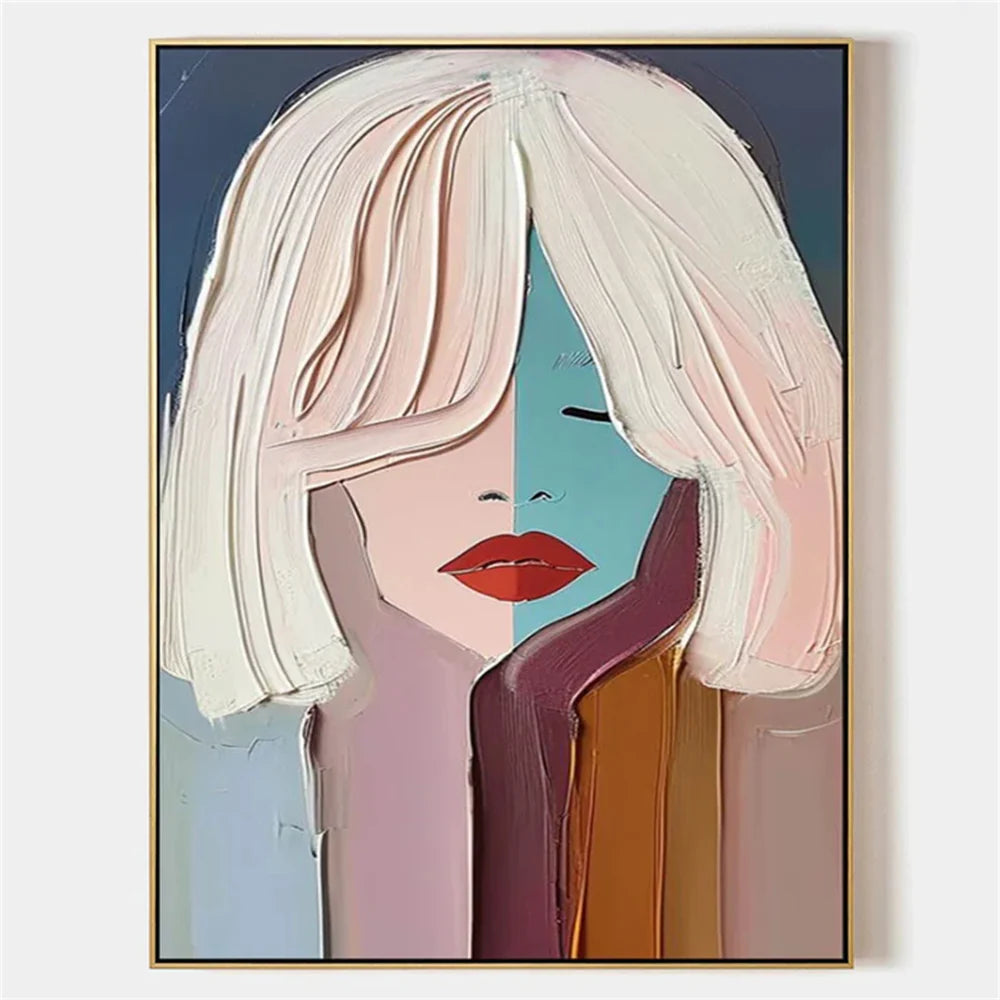 Abstract Portrait Textured Wall Art #PB003