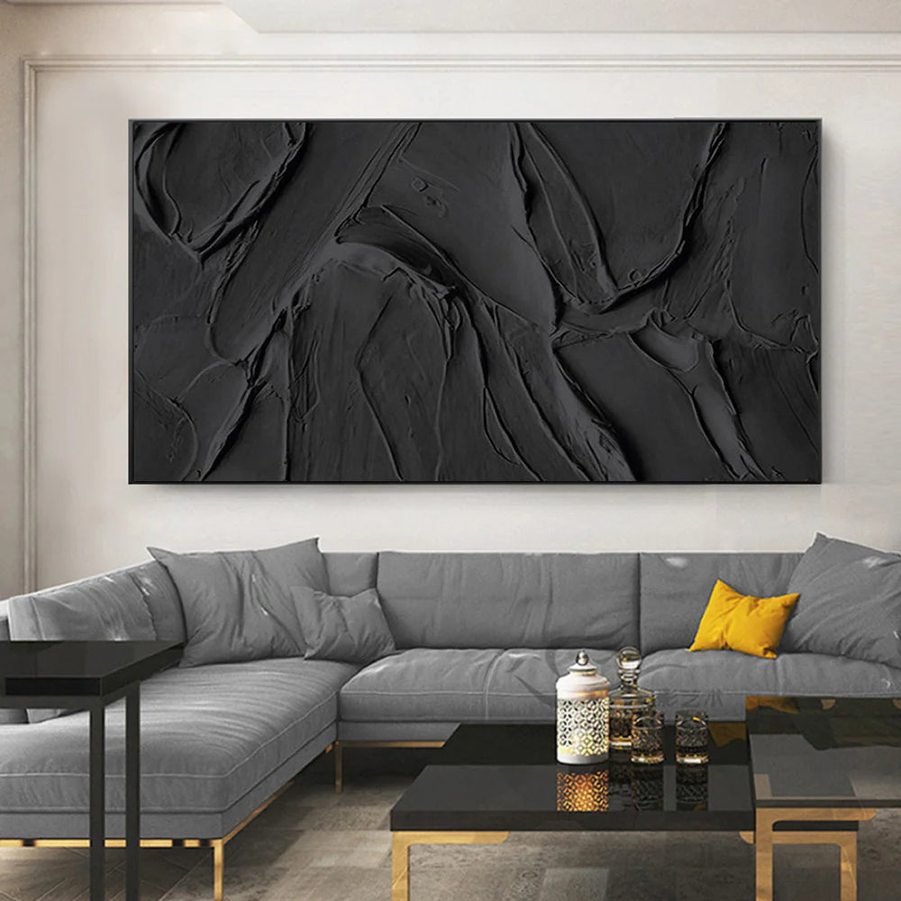Black Minimalist Textured Wall Art #MT012