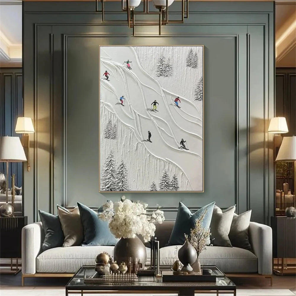 Skiing Sport Art Textured Canvas #PT005