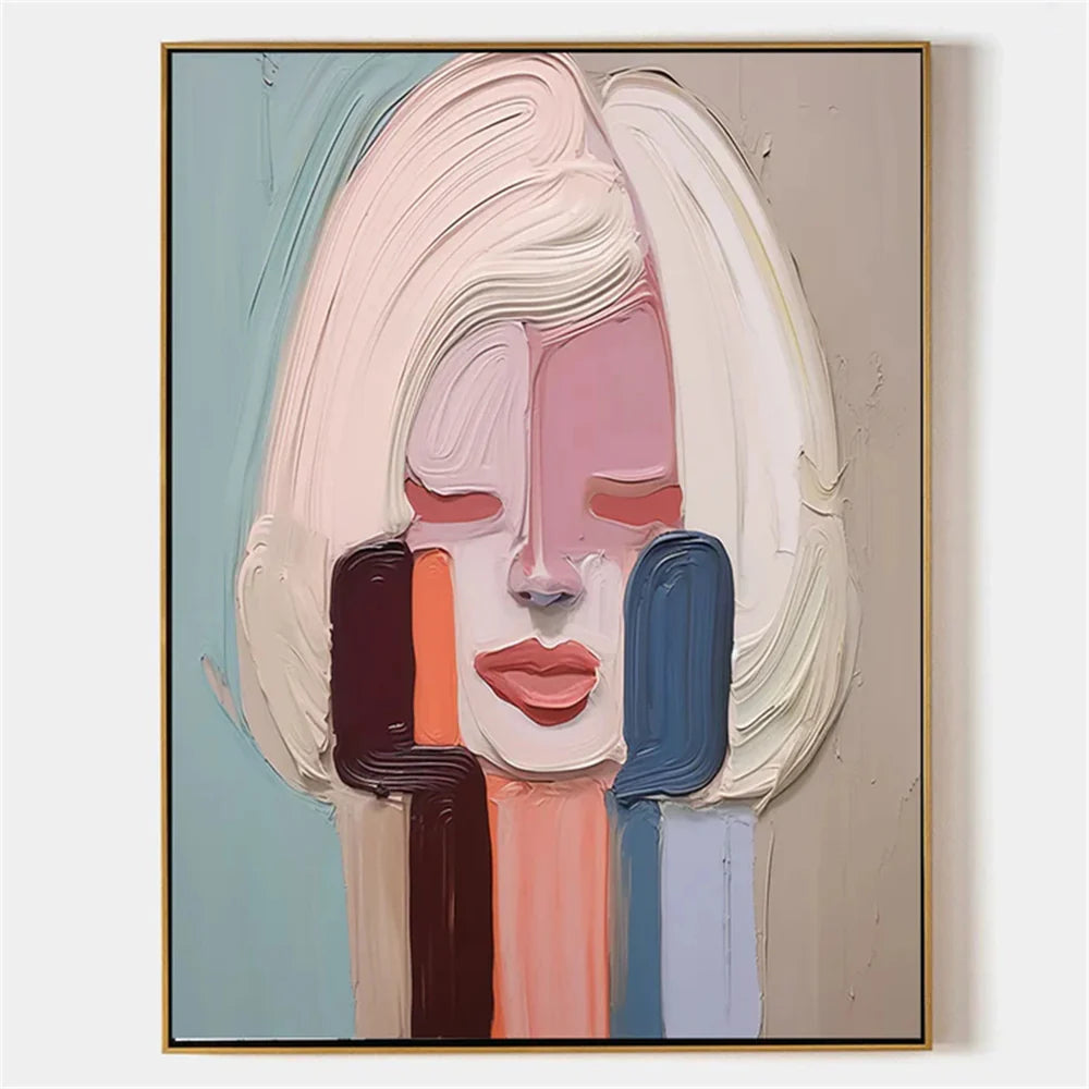 Abstract Portrait Textured Wall Art #PB014