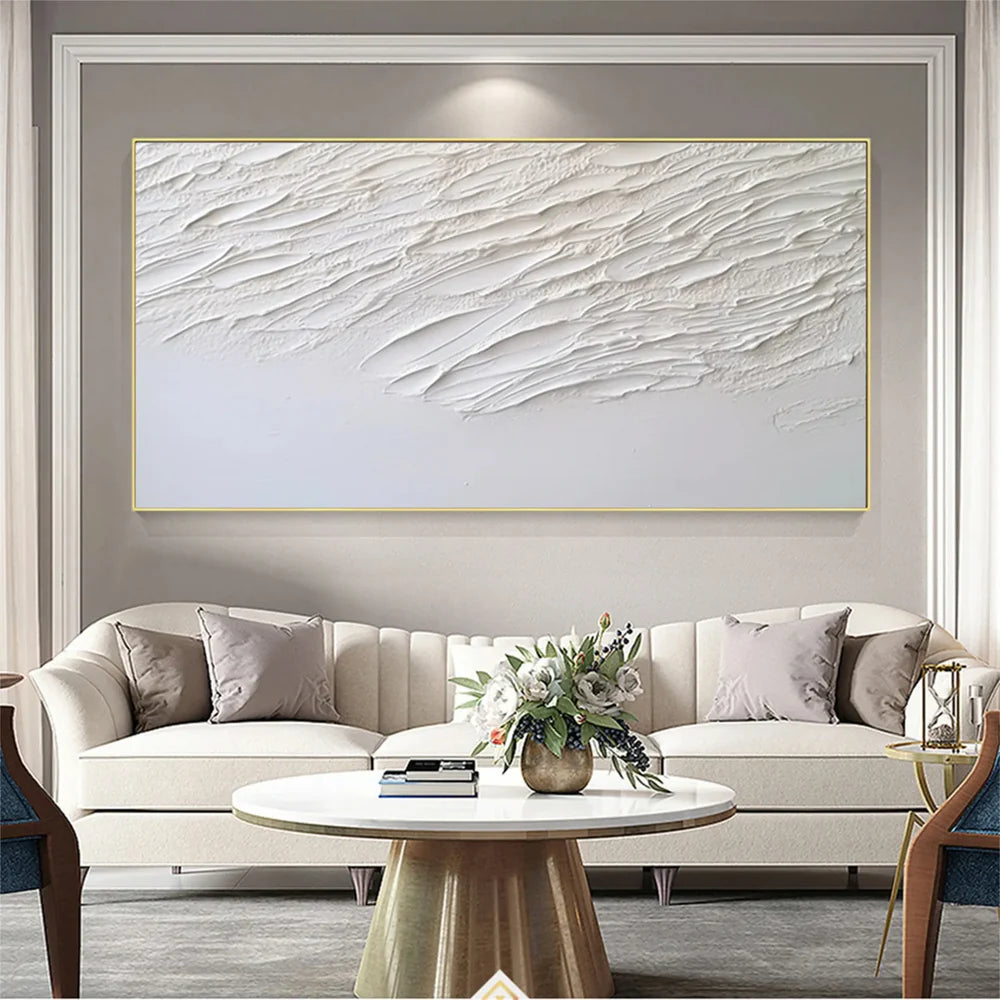 White Minimalist Textured Wall Art #MT118