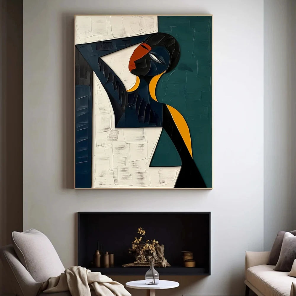 Abstract Portrait Textured Wall Art #PB007
