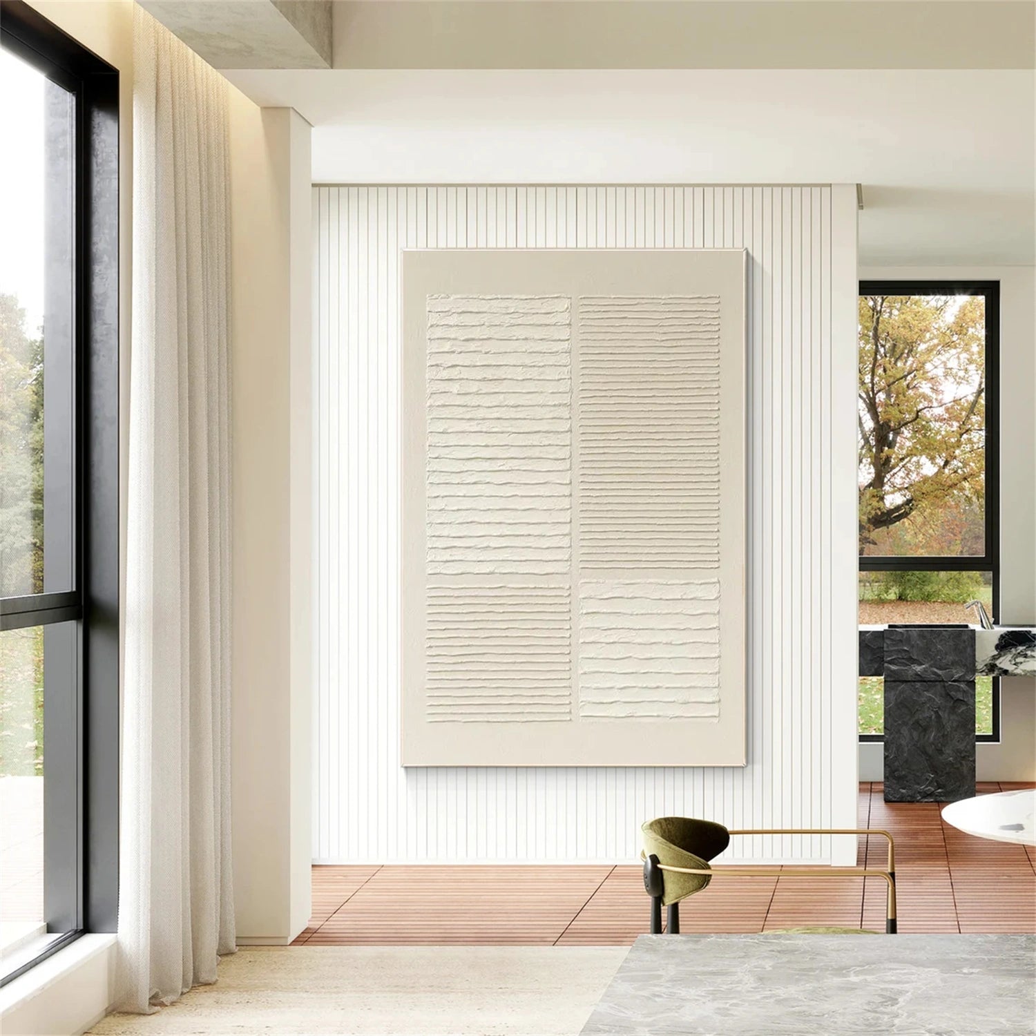 White Minimalist Textured Wall Art #MT141