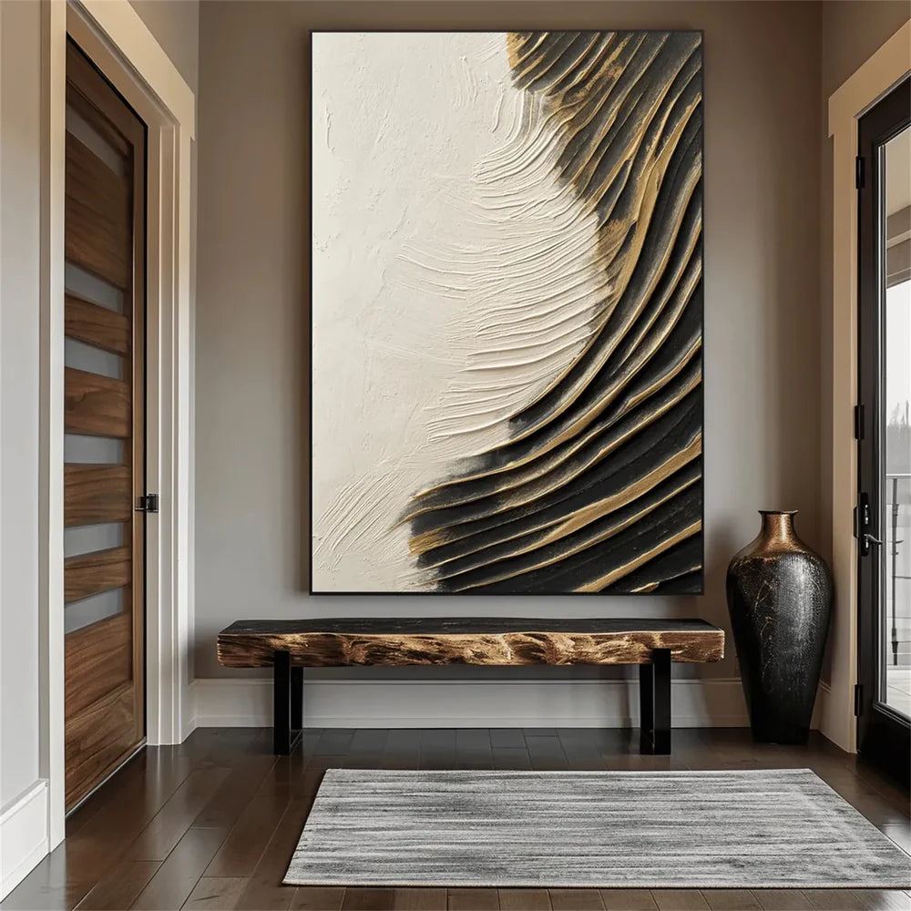 Black and White Minimalist Textured Wall Art #MT111