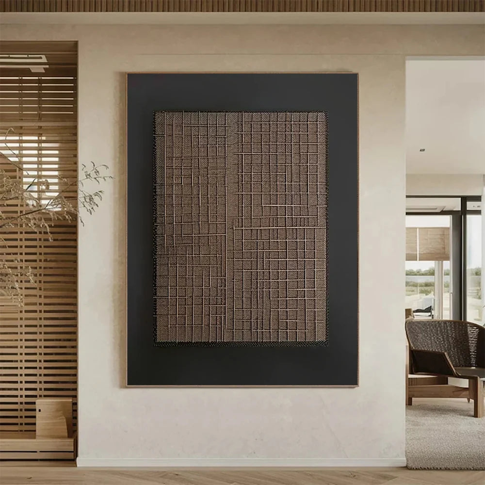 Black and Brown Abstract Texture Wall Art #AT011