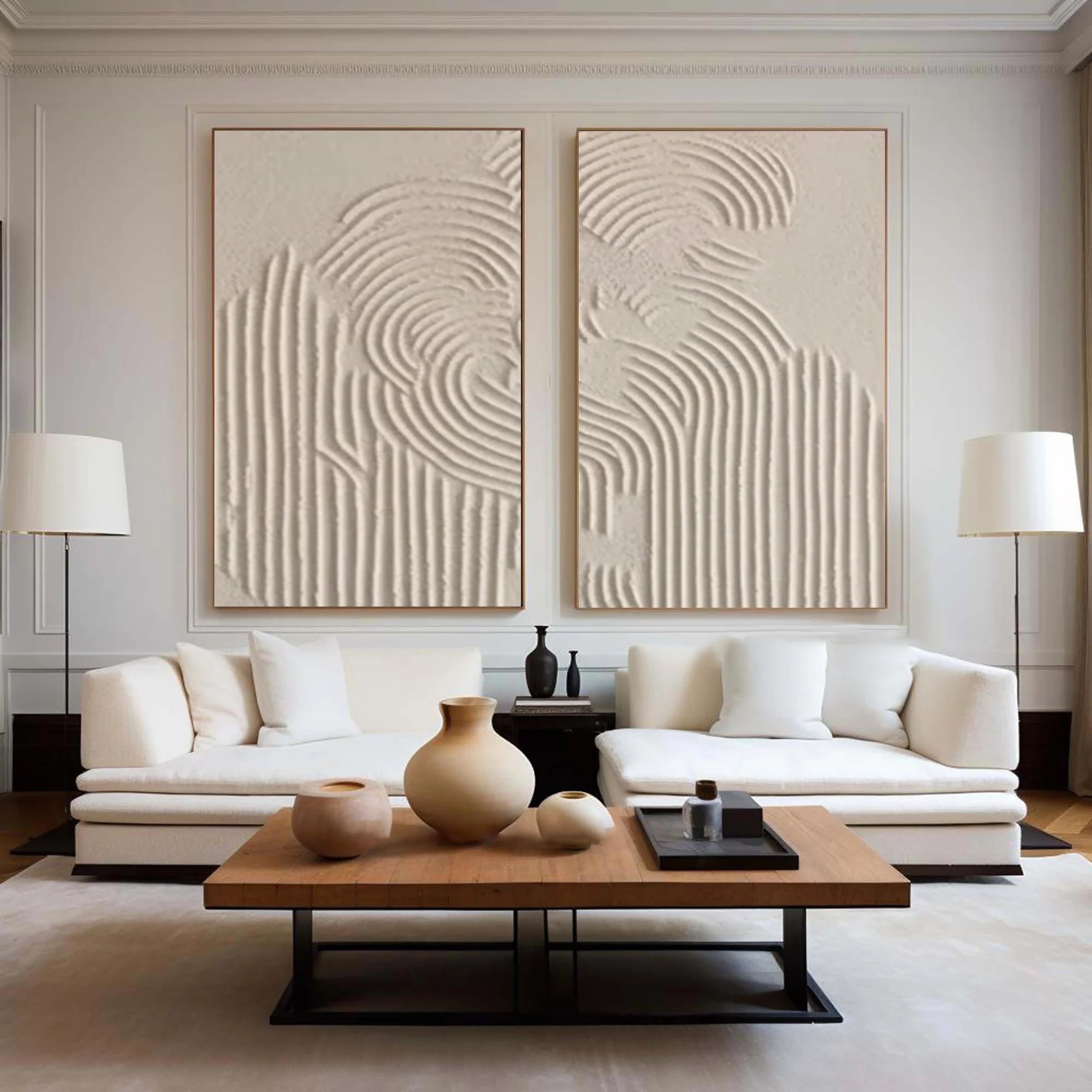 Beige and Brown Abstract Textured Wall Art Set Of 2 #AT014