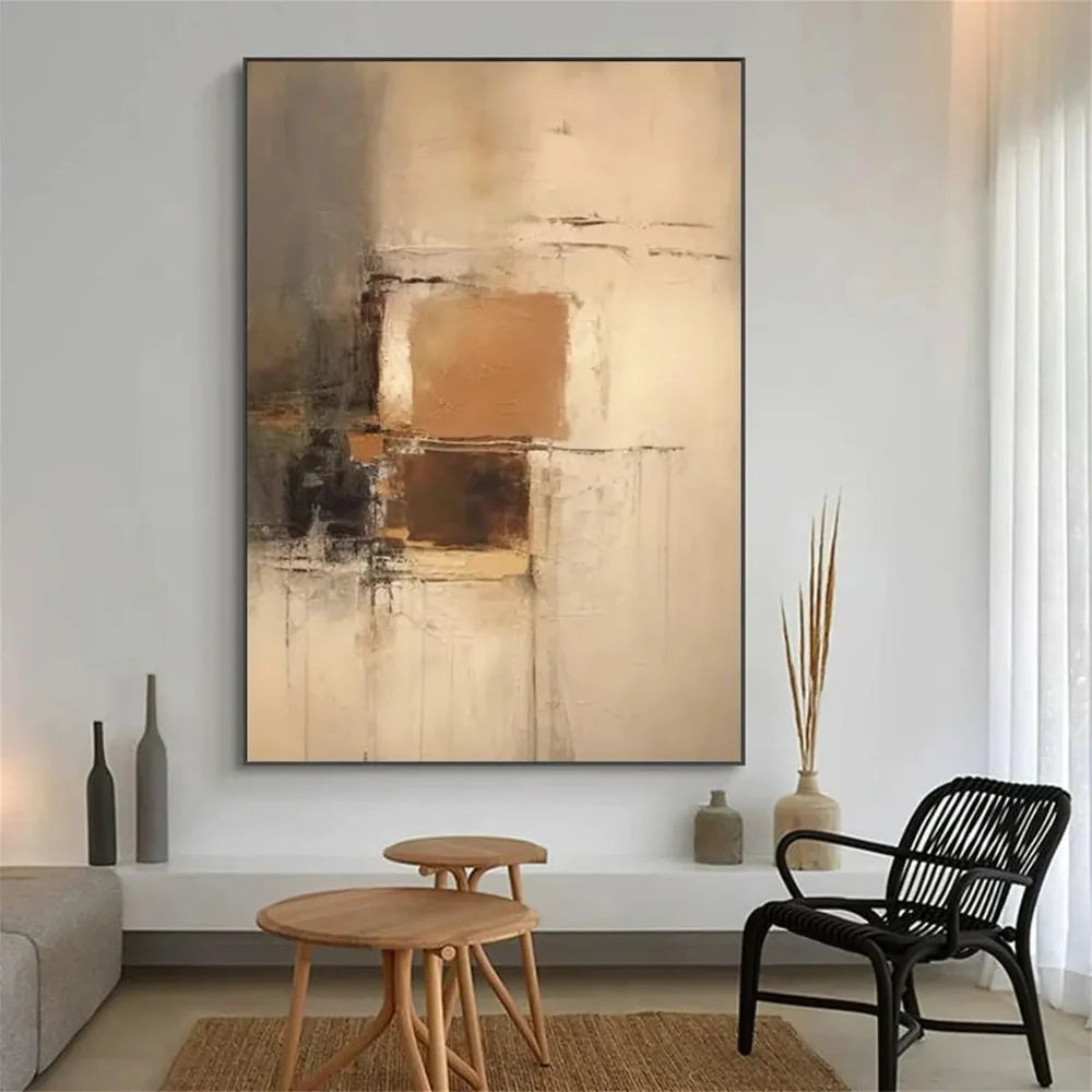 Beige and Brown Abstract Wall Art #AT104