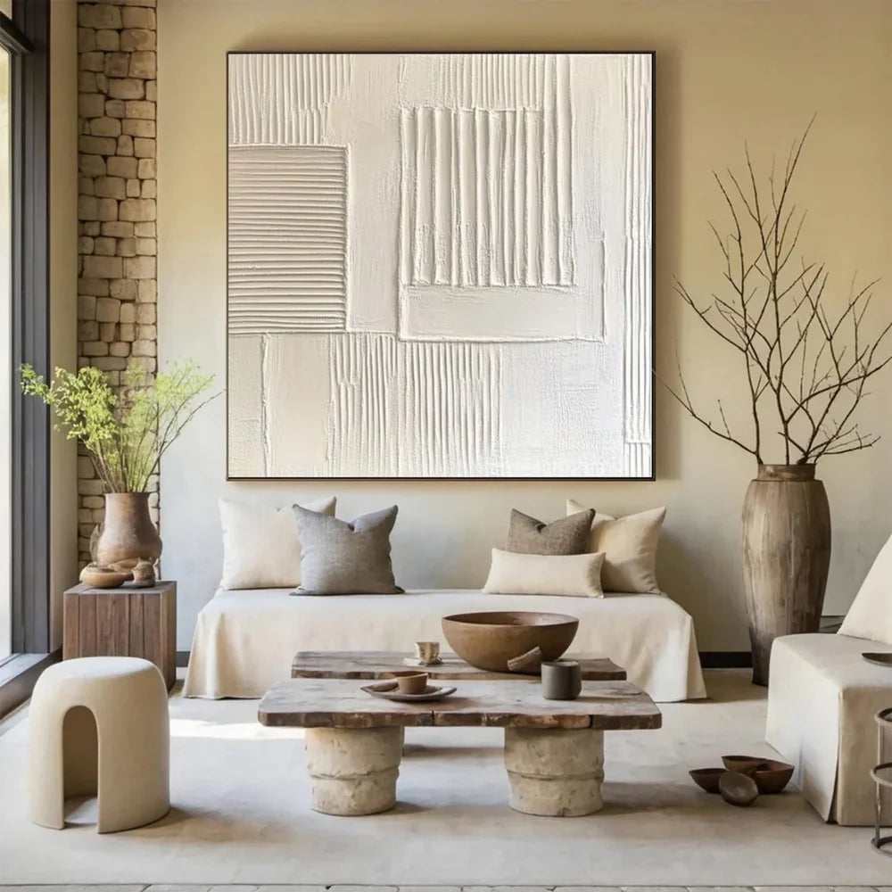 Beige and Brown Abstract Texture Wall Art #AT084