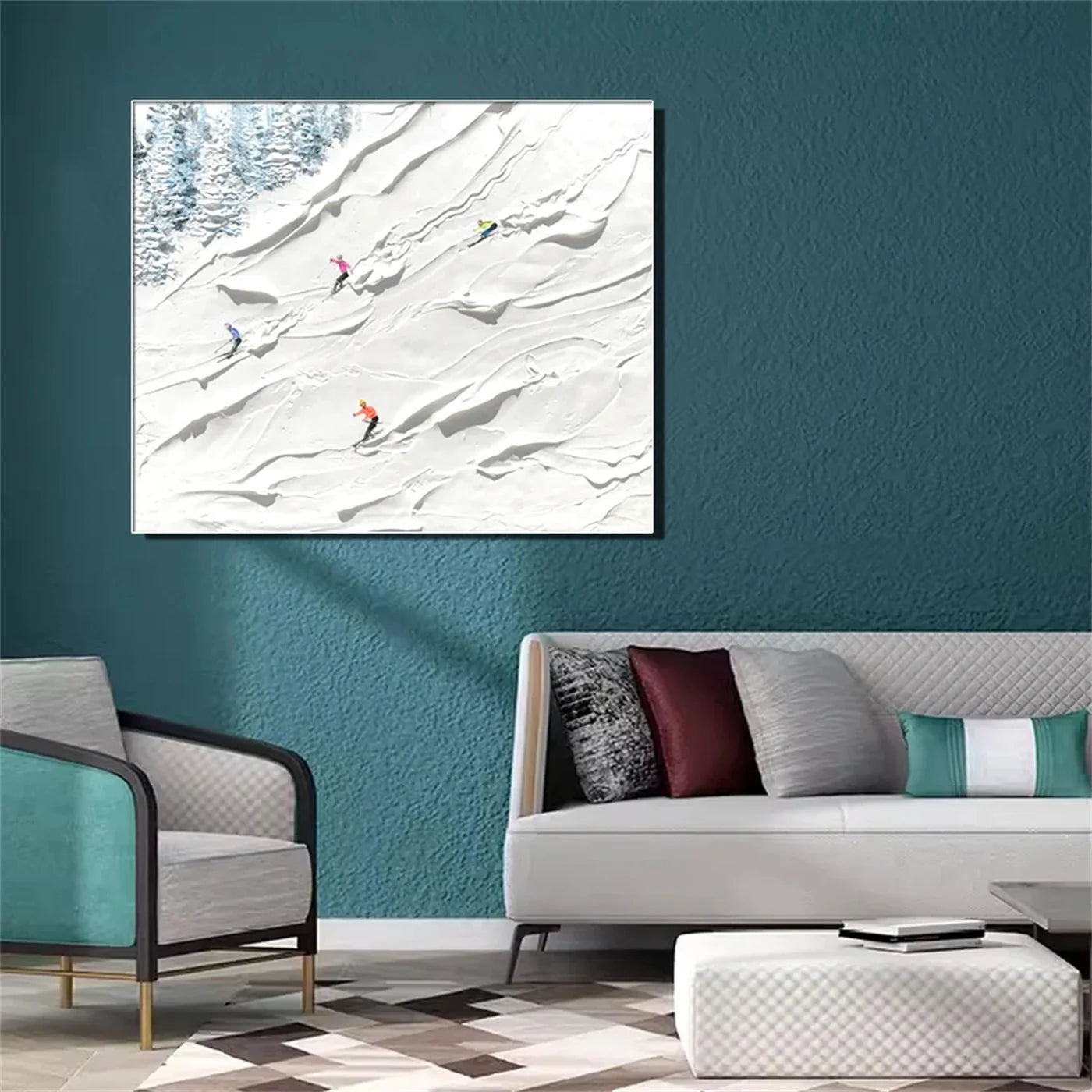 Skiing Sport Art Textured Canvas #PT001