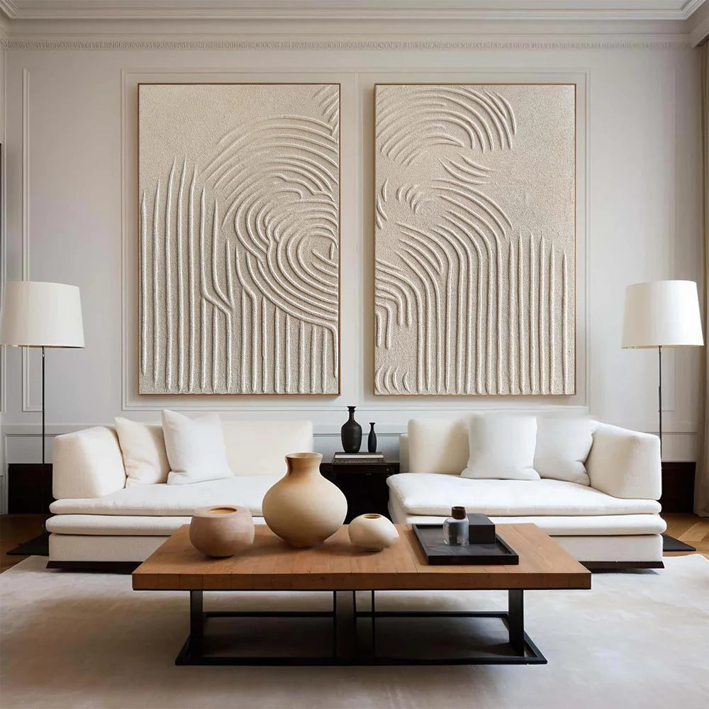Beige and Brown Abstract Textured Wall Art Set Of 2 #AT037