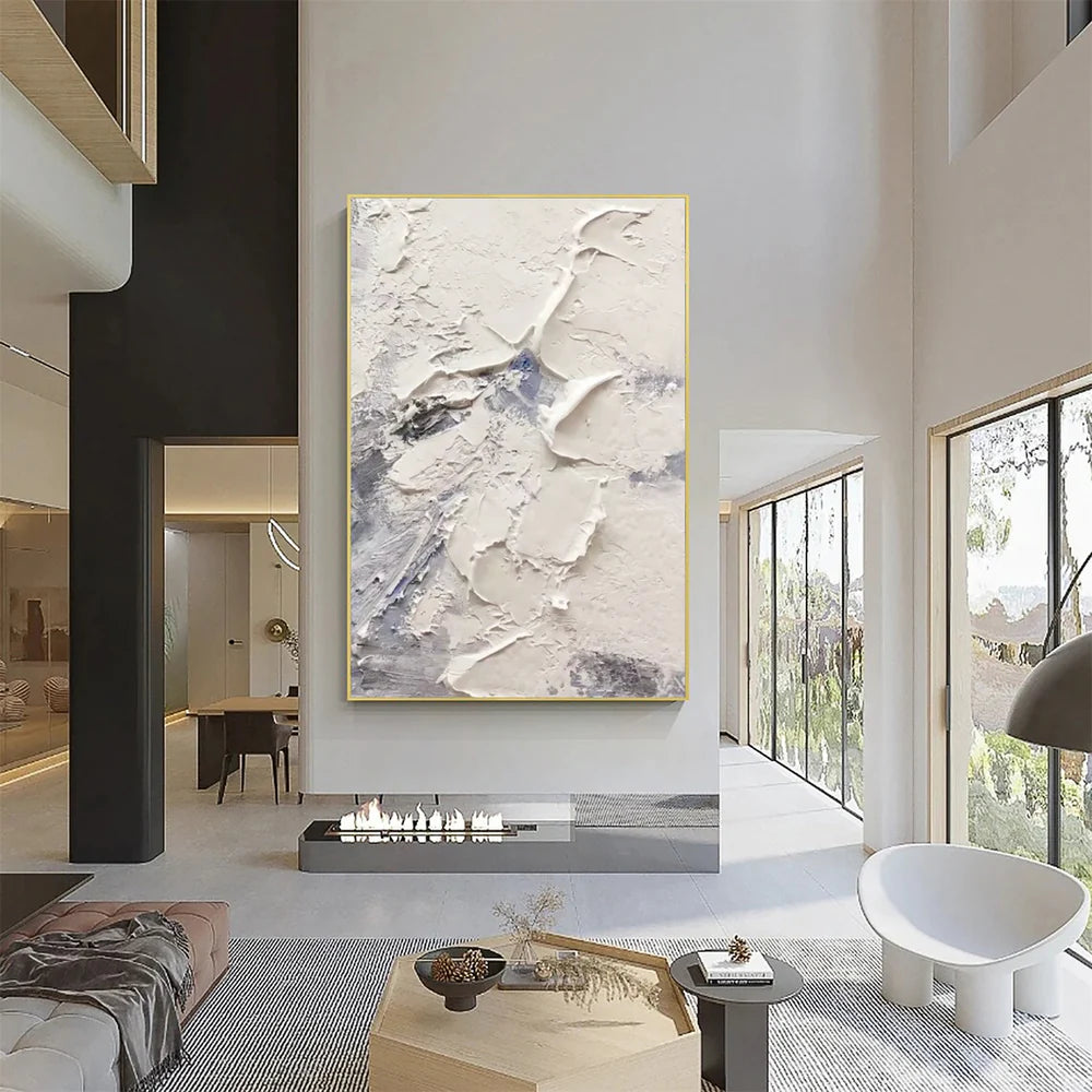 White Minimalist Textured Wall Art #MT009