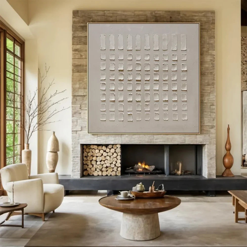 Beige and Brown Abstract Texture Wall Art #AT086