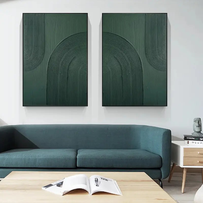 Green Minimalist Textured Wall Art Set of 2 #MT049