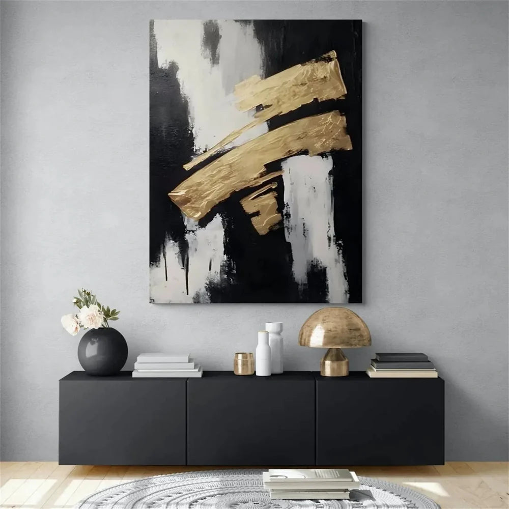 Black and White Minimalist Textured Wall Art #MT100