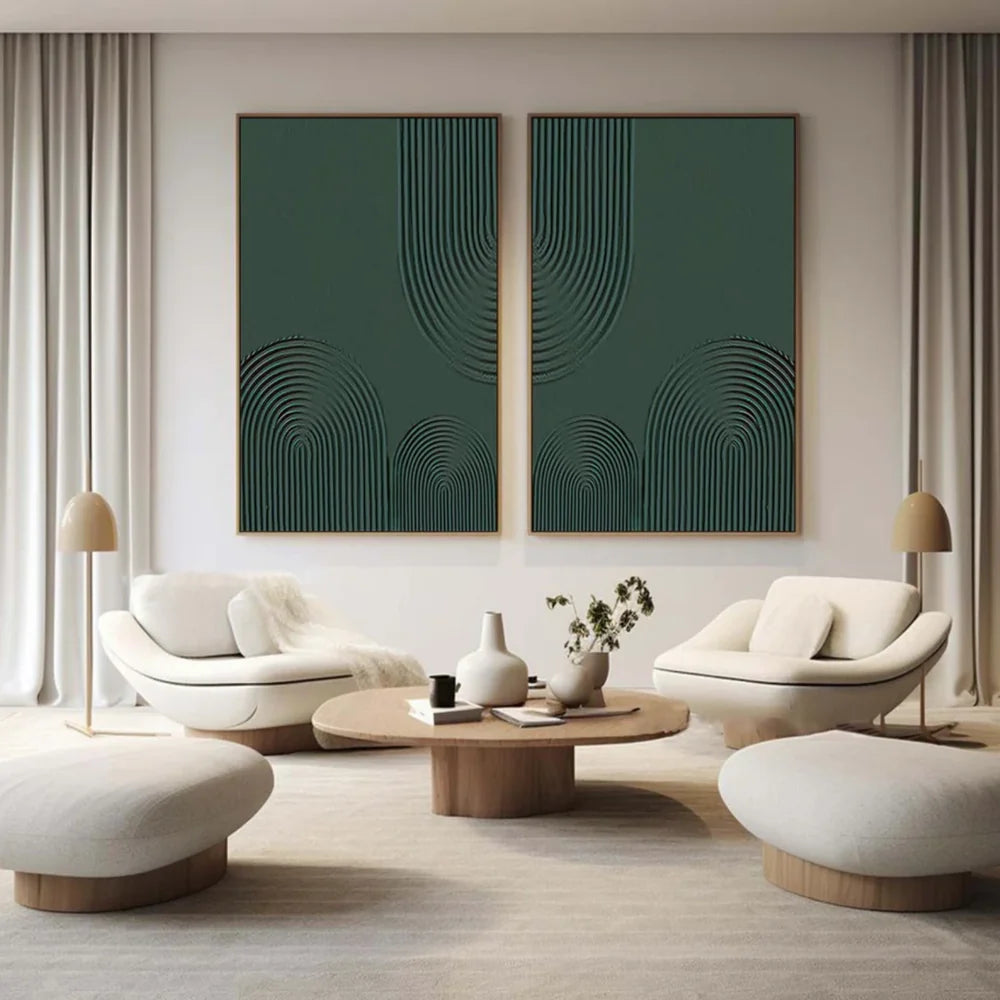 Green Minimalist Textured Wall Art Set of 2 #MT062