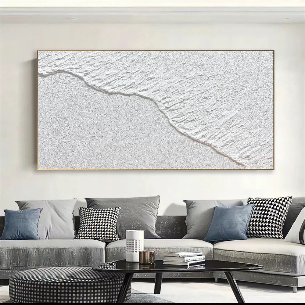 White Minimalist Textured Wall Art #MT026