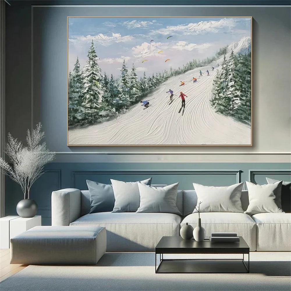 Skiing Sport Art Textured Canvas #PT003