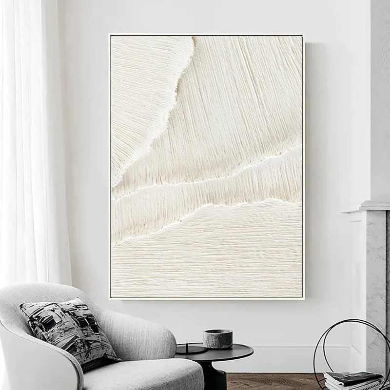 White Minimalist Textured Wall Art #MT056