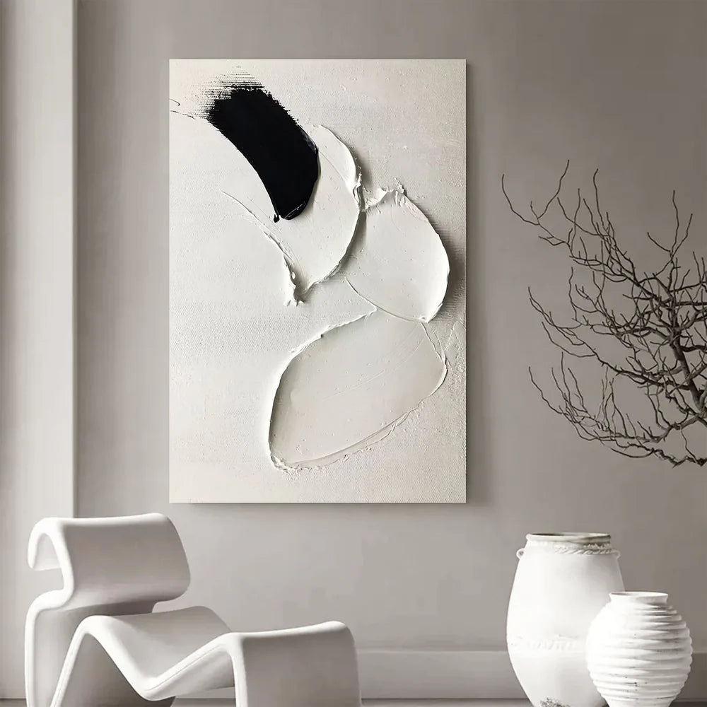 Black and White Minimalist Textured Wall Art #MT002
