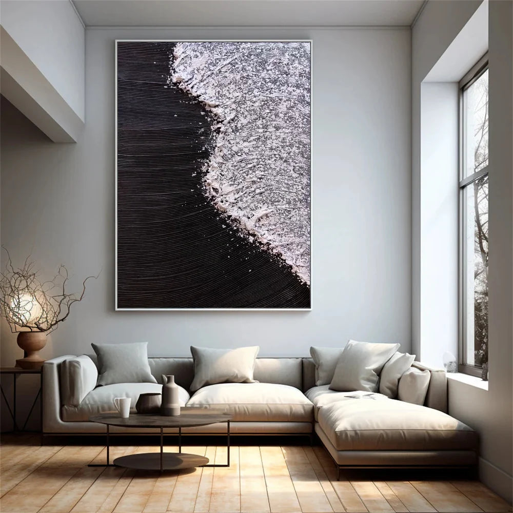 Black and White Minimalist Textured Wall Art #MT112