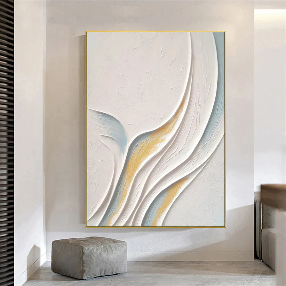 White Minimalist Textured Wall Art #MT004