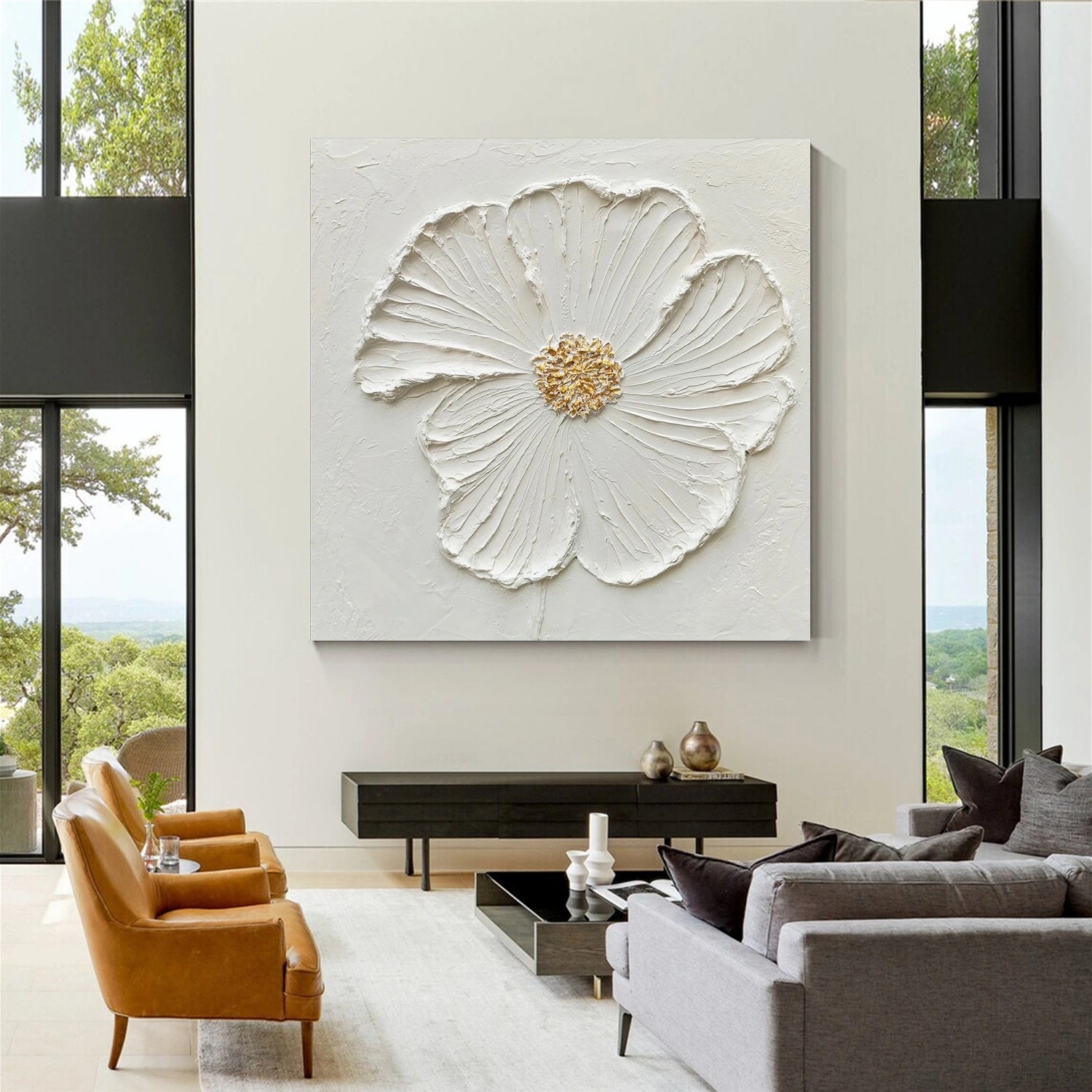 Flower & Tree Textured Abstract Wall Art #SF044