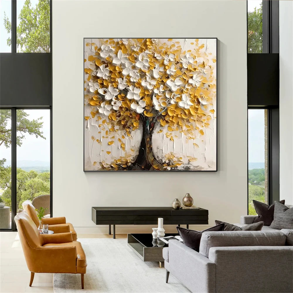 Flower & Tree Textured Abstract Wall Art #SF042
