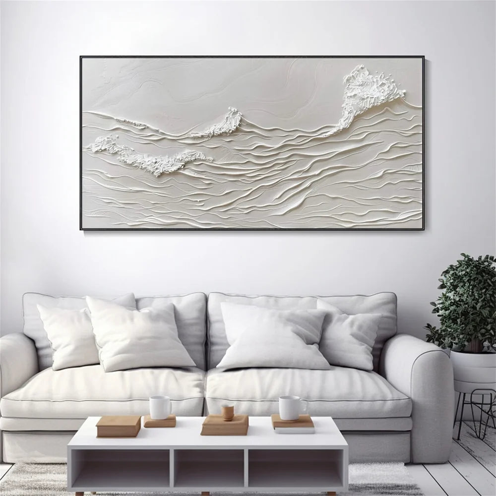 White Minimalist Textured Wall Art #MT119