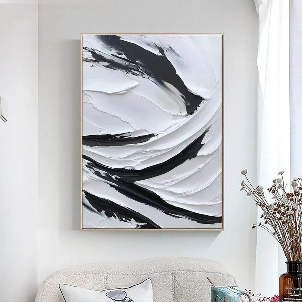 Black and White Minimalist Textured Wall Art #MT101