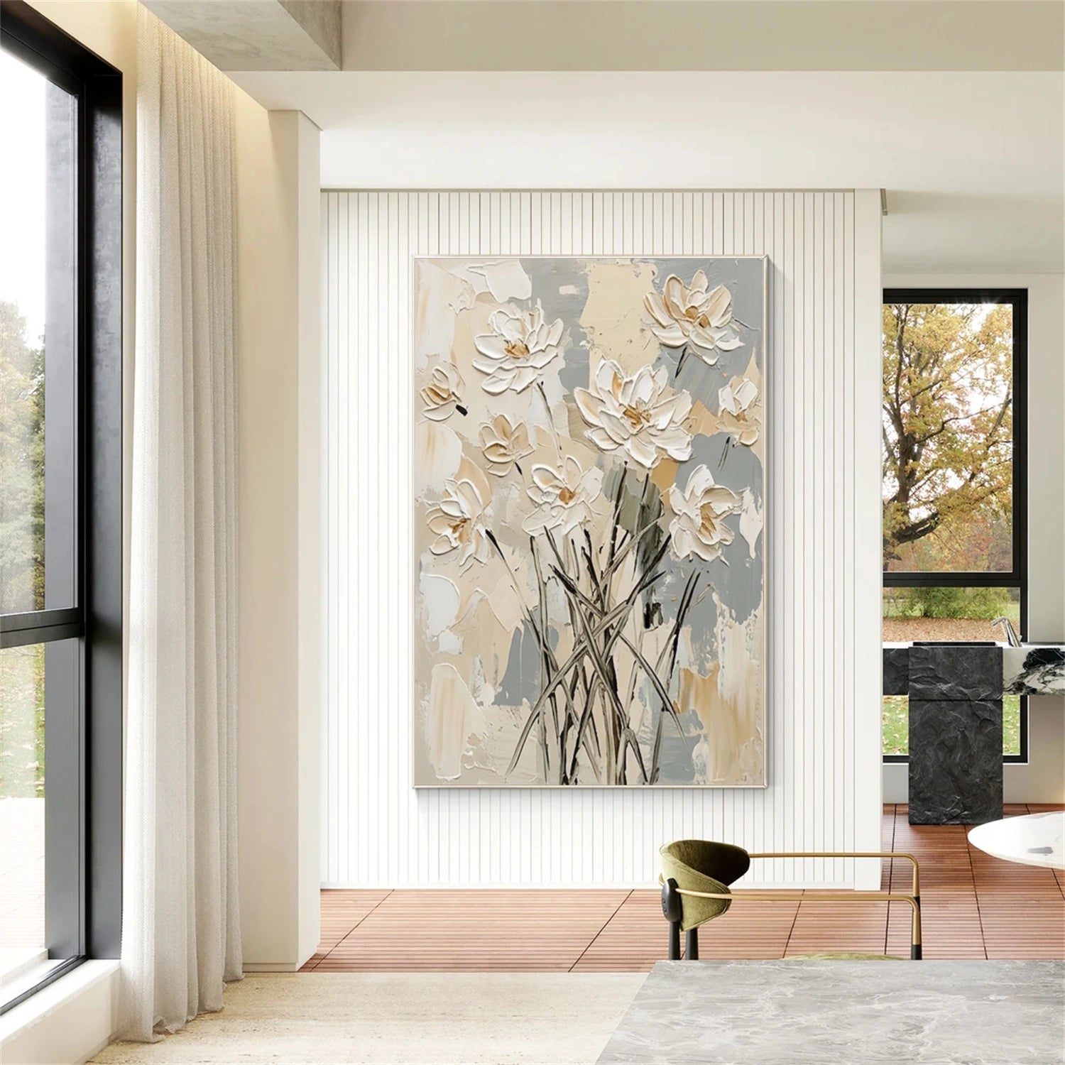 Flower & Tree Textured Abstract Wall Art #SF057