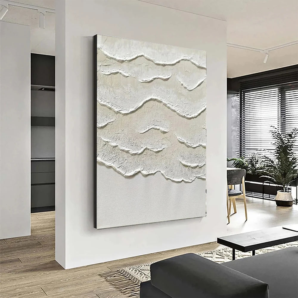 White Minimalist Textured Wall Art #MT122