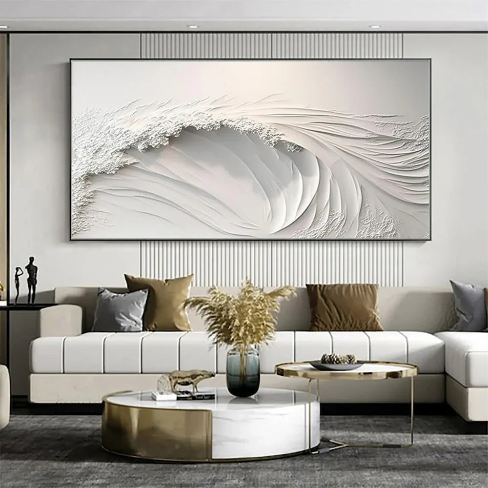 White Minimalist Textured Wall Art #MT008