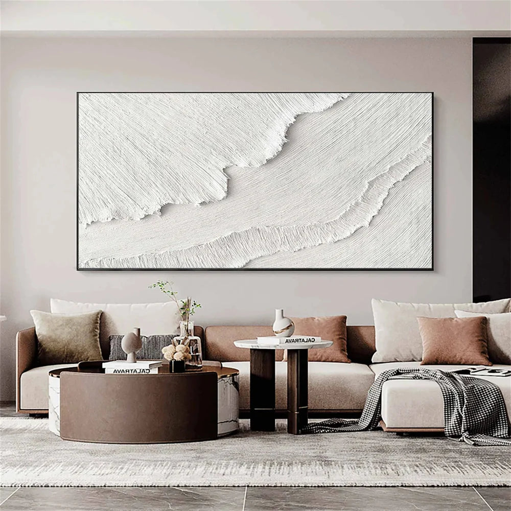 White Minimalist Textured Wall Art #MT120